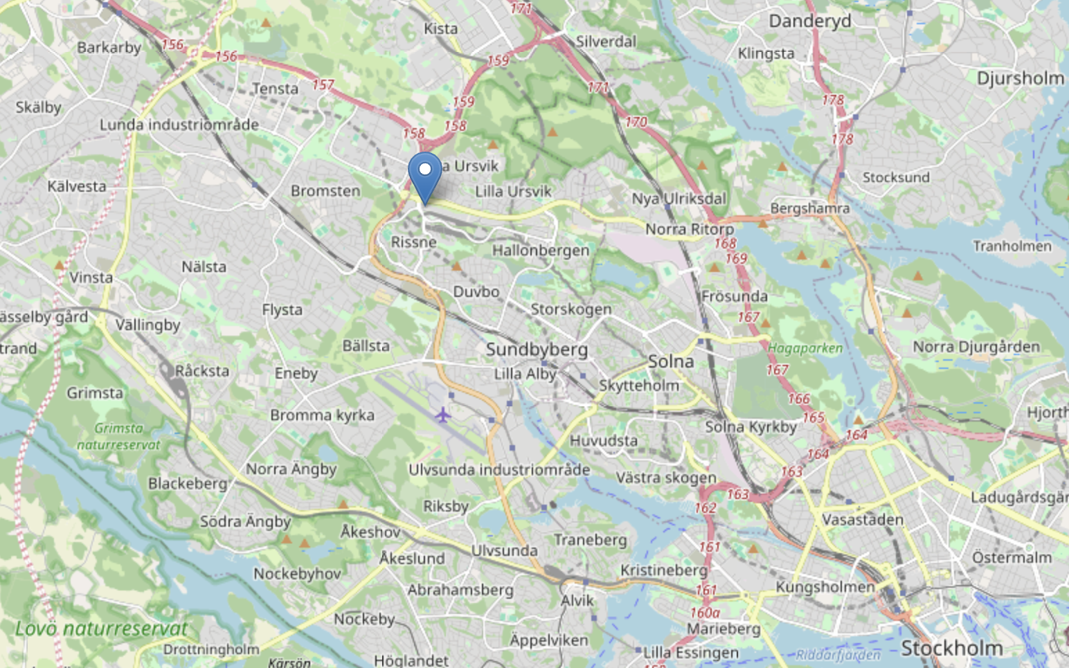 Karta över Sundbyberg norr om Stockholm